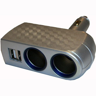 Double prise allume-cigare orientable 12/24V + 2 prises USB 5 A max